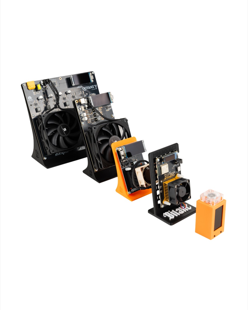 Collection of Bitronics hardware devices on a desk